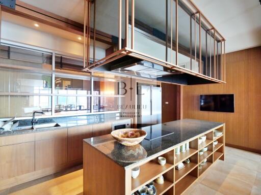 Modern kitchen with island and built-in shelving