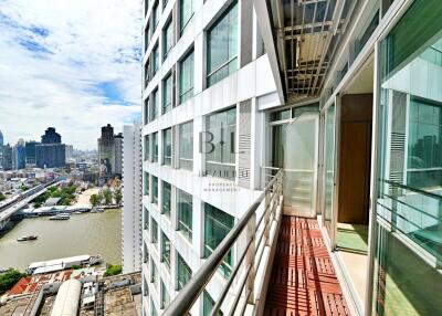 Modern building with river view from balcony