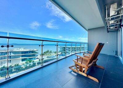 Spacious balcony with ocean view