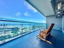 Spacious balcony with ocean view