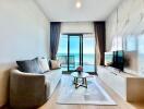 Modern living room with a sea view