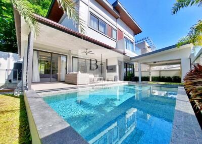 Modern two-story house with a pool