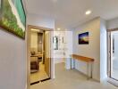 Modern hallway leading to a bedroom