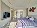 Spacious modern bedroom with contemporary decor