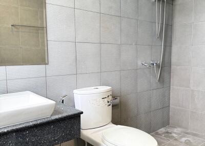 Modern bathroom with shower and toilet