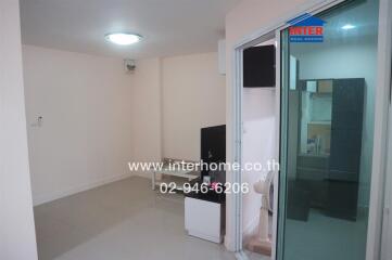 Living room with sliding glass door