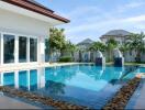 Swimming pool with surrounding houses