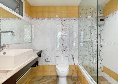 Modern bathroom with shower and sink