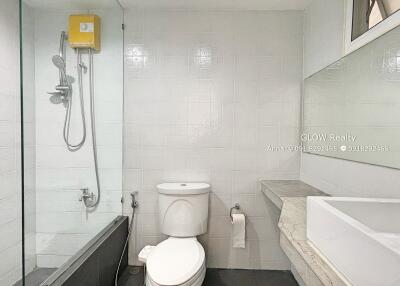 Modern bathroom with shower and toilet