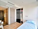 Cozy and modern bedroom with built-in storage and en-suite bathroom