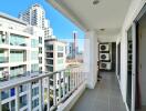 Spacious balcony with city view