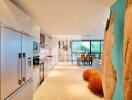 Modern kitchen with dining area view