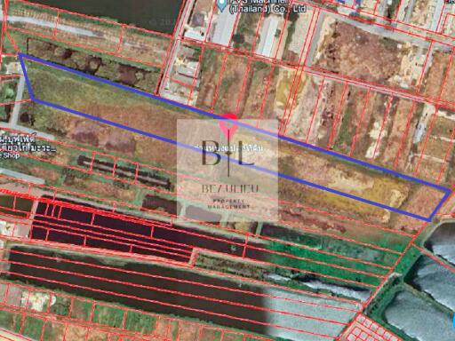 Satellite view of property boundaries and adjacent areas