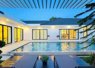 Modern house with swimming pool and outdoor area