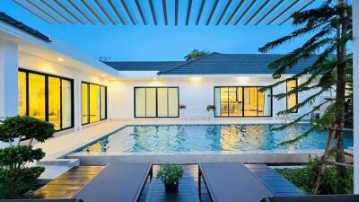 Modern house with swimming pool and outdoor area