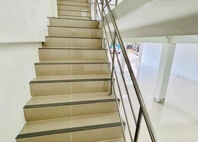 Stairway with metal railings in a modern building