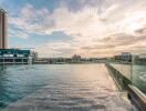 Rooftop pool with scenic sunset view