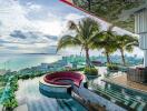 Rooftop pool with ocean and city view