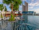 Rooftop pool area with city view