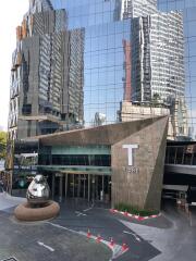 Modern office building with reflective glass facade