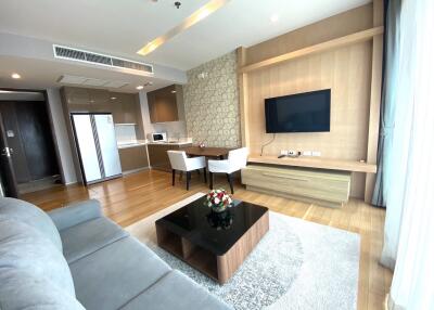 Modern living room with attached kitchen