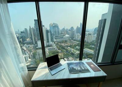 Home office with a city view