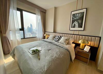 Modern bedroom with city view