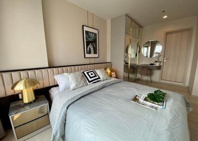 Modern bedroom with stylish decor and furnishings