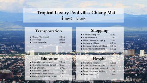 View of Tropical Luxury Pool Villas in Chiang Mai with local amenities