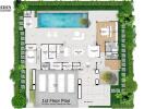 First floor plan of a luxury tropical pool villa