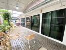 Outdoor patio facing glass doors