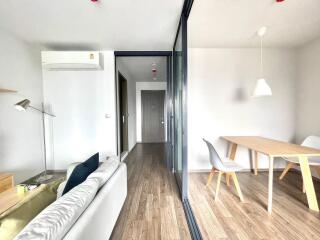 Modern living room with dining area