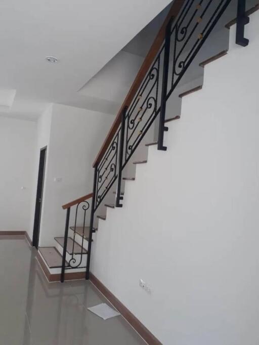 modern staircase in living area