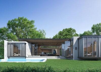 Modern house with a pool and garden