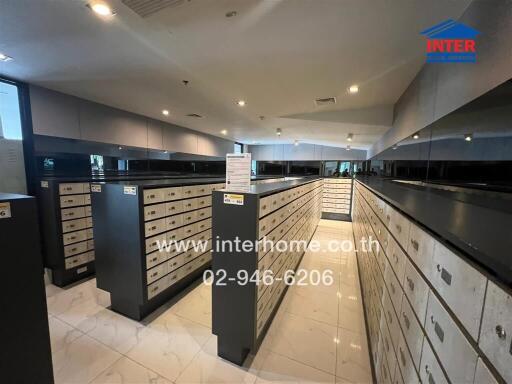 Room with rows of mailboxes