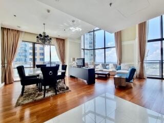 Spacious modern living area with large windows