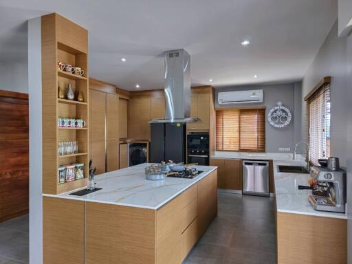 Modern kitchen with island and appliances