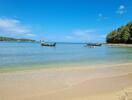 Serene beach view with boats