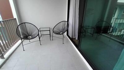 Outdoor balcony with seating