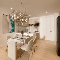 Modern kitchen with dining area