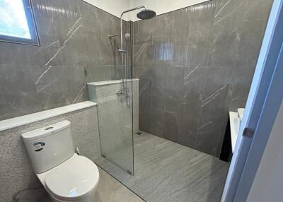 Modern bathroom with walk-in shower