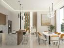 Modern kitchen and dining area with contemporary design