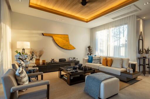 Spacious and modern living room with stylish decor