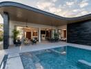 modern outdoor living area with pool