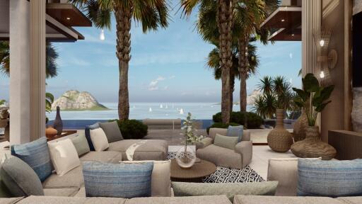 Luxury outdoor living area with ocean view