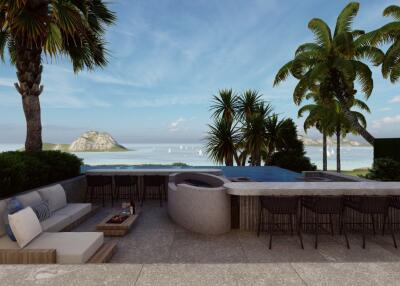 Outdoor seating area with ocean view