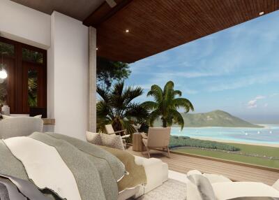 Bedroom with ocean view and open terrace