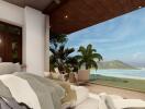 Bedroom with ocean view and open terrace