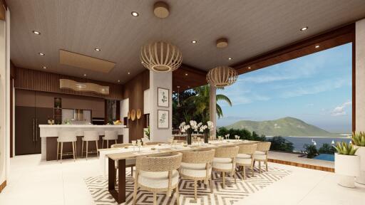Elegant dining area with a scenic ocean view