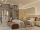 Modern and luxurious bedroom with ensuite bathroom